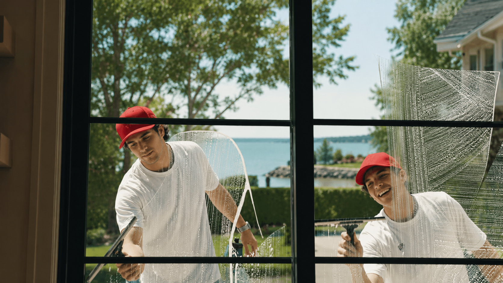 SqueegeePros team cleaning windows